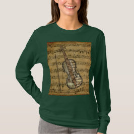 T-shirts Violino da partitura de Brown do vintage