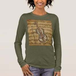 T-shirts Violino da partitura de Brown do vintage