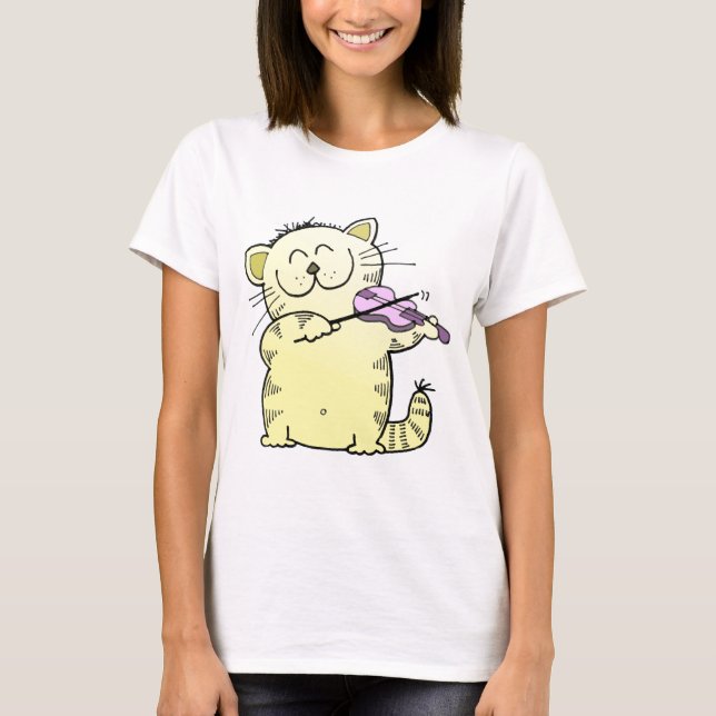 T-shirts Violino do jogo do gatinho (Frente)