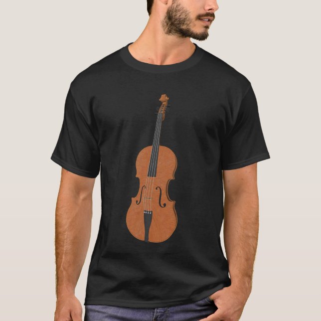 T-shirts Violino: Violino de madeira: 3d ângulo modelo #5: (Frente)
