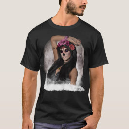 T-shirts Visão de Crânio de Açúcar Olhos Roxos sob Lua Chei