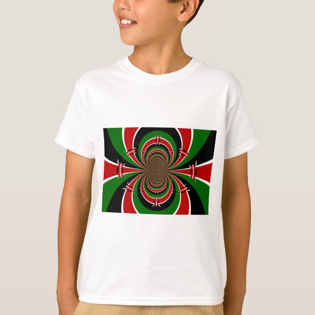 T-shirts Visão Vibrante do Quênia: Arte Espelhada de Bandei (Frente)