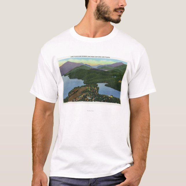 T-shirts Vista aérea do Lake Placid & do lago mirror (Frente)