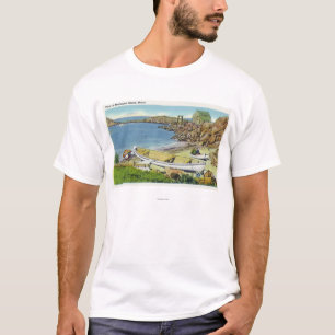 T-shirts Vista da ilha de Monhegan, cena da praia