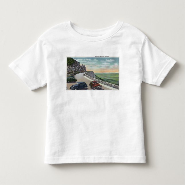 T-shirts Vista de carros velhos no memorial Hwy de (Frente)