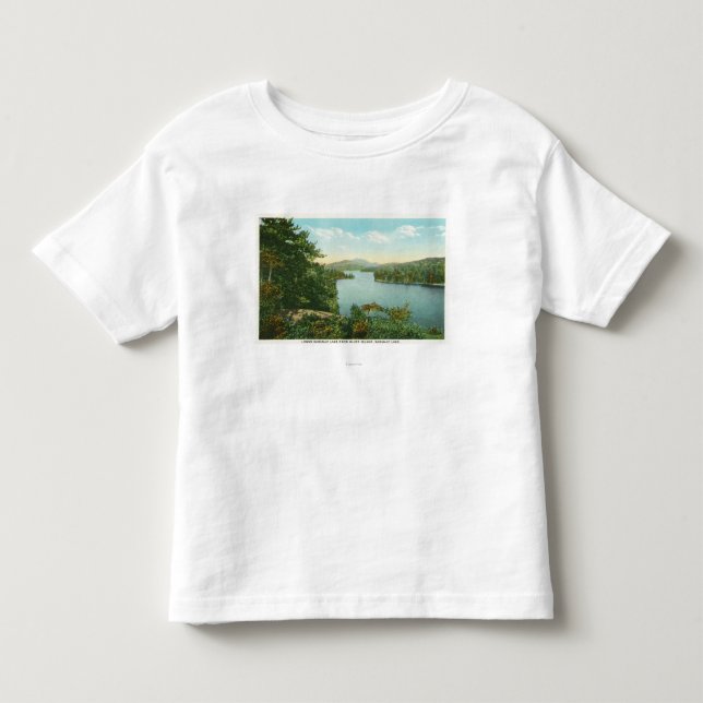 T-shirts Vista do mais baixo lago Saranac da ilha do blefe (Frente)
