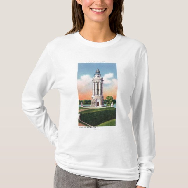 T-shirts Vista do monumento do memorial de Champlain (Frente)