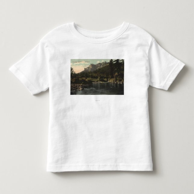 T-shirts Vista dos Crags, rocha do castelo (Frente)
