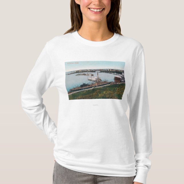 T-shirts Vista dos navios no DockSt. Michael, AK (Frente)