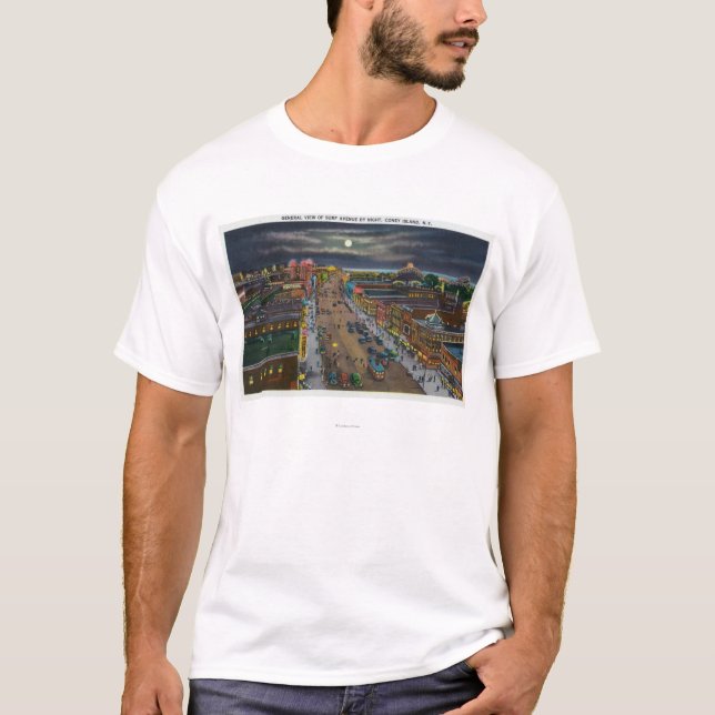 T-shirts Vista geral da avenida do surf na noite (Frente)