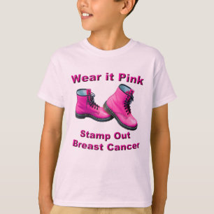 T-shirts Vista-O Cancer De Mama De Carimbo Rosa