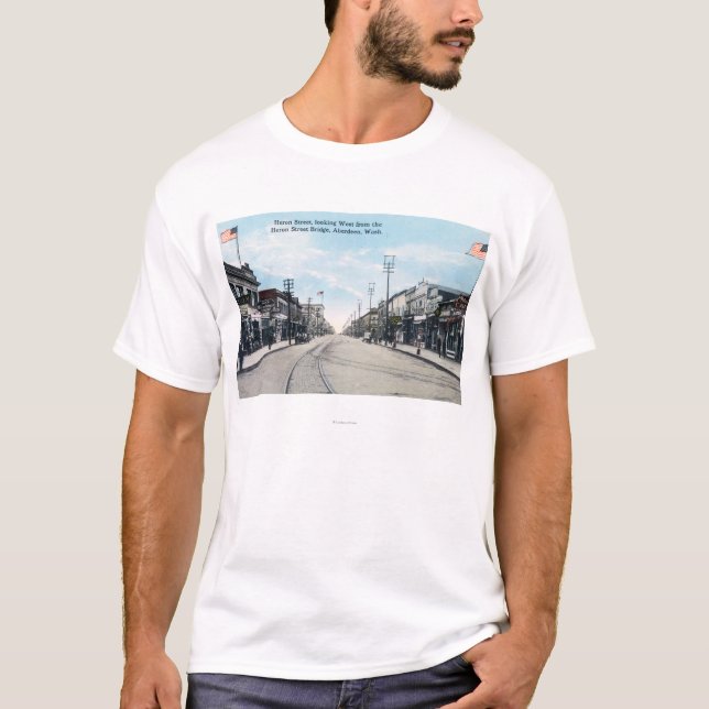 T-shirts Vista ocidental da rua da garça-real da ponte (Frente)