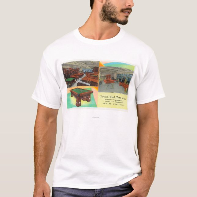 T-shirts Vistas interiores da mesa de bilhar de Newark (Frente)