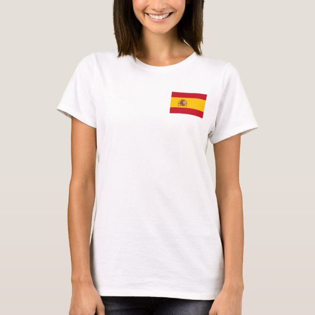 T-shirts Voo feminino com bandeira da Espanha (Frente)