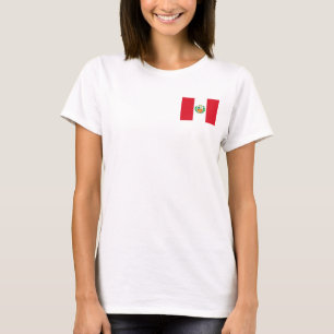 T-shirts Voo feminino com bandeira do Peru