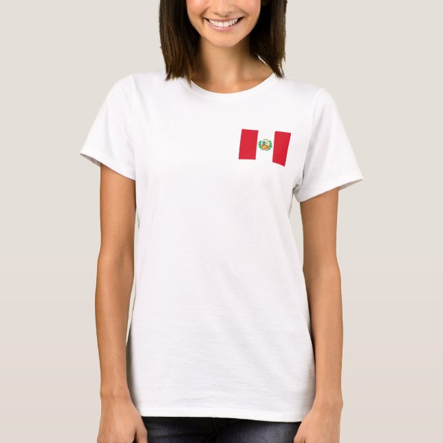 T-shirts Voo feminino com bandeira do Peru (Frente)