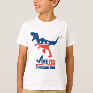 T-shirts Vote Sim Para Diversão Do Dinossauro