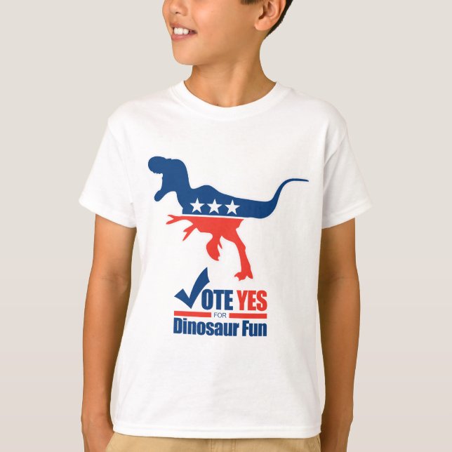 T-shirts Vote Sim Para Diversão Do Dinossauro (Frente)