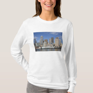 T-shirts WA, Seattle, panorama de Seattle com balsa