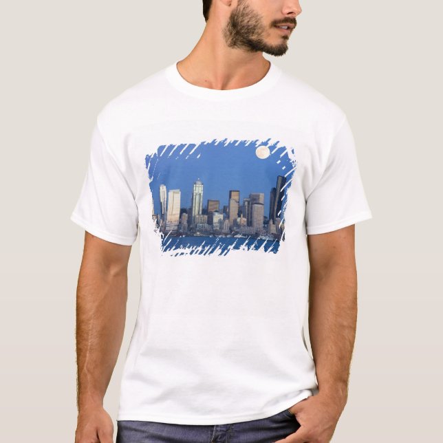 T-shirts WA, Seattle, panorama de Seattle e Elliott Bay 2 (Frente)