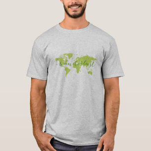 T-shirts Wanderlust, mapa do mundo