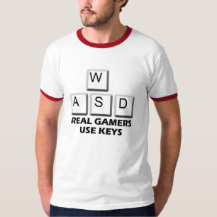 T-shirts WASD - Chaves reais do uso dos Gamers