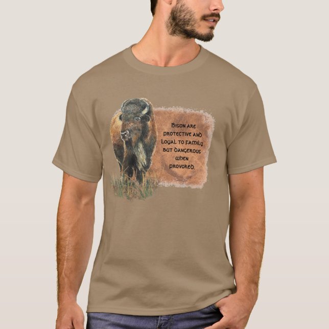 T-shirts Watercolor Totem Spirit Guide Bison, Buffalo (Frente)