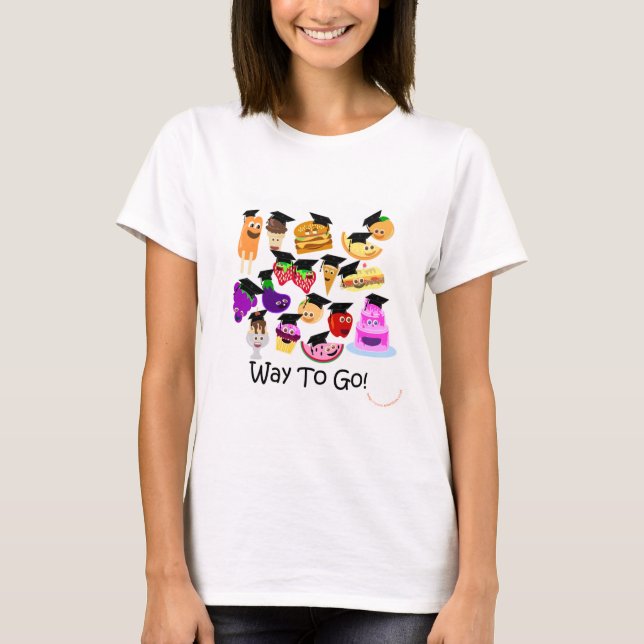 T-shirts Way 2 Go Cartoon Graduation Divertido (Frente)