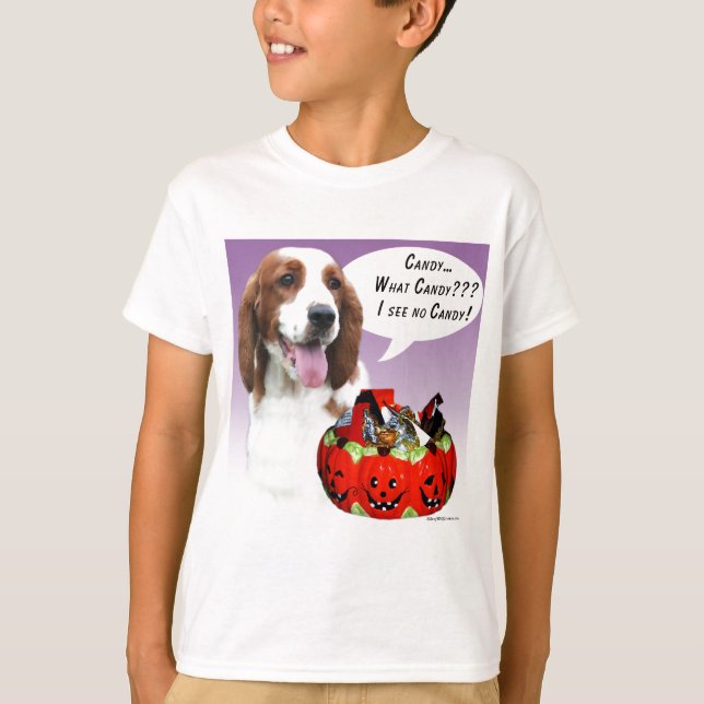 T-shirts Welsh Springer Spaniel Halloween Candy (Frente)