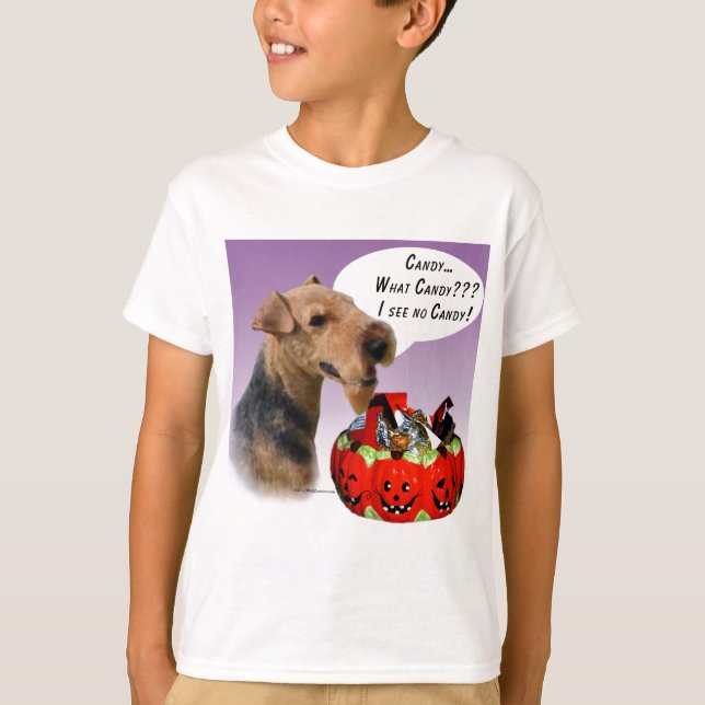 T-shirts Welsh Terrier Halloween Candy (Frente)