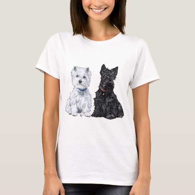 T-shirts West Highland White & Scottish Terriers (Frente)