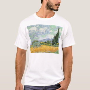 T-shirts Wheatfield com ciprestes, 1889 de Vincent van Gogh