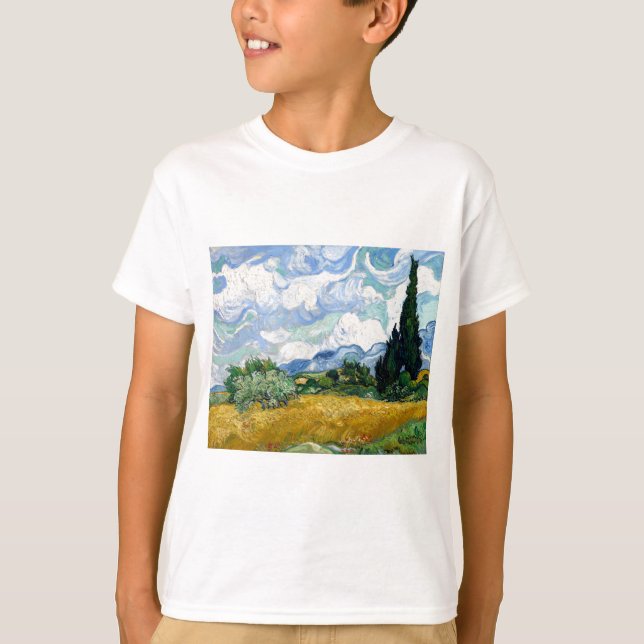 T-shirts Wheatfield de Vincent van Gogh com ciprestes (Frente)