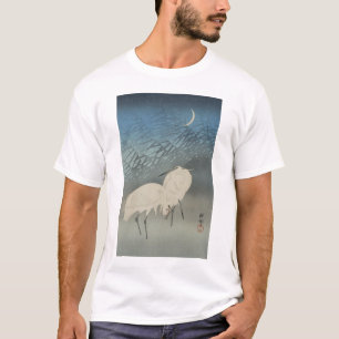 T-shirts White Herons e Lua, Ohara Koson
