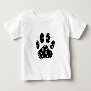 T-shirts White Paws Na Impressão Da Pata Preta