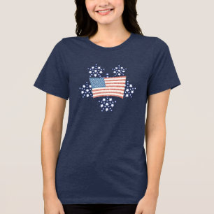 T-shirts White Star Fire Works and Pointillism Flag Tee
