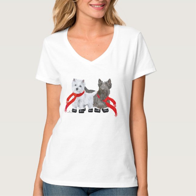 T-shirts Winter Westie e Scottie (Frente)