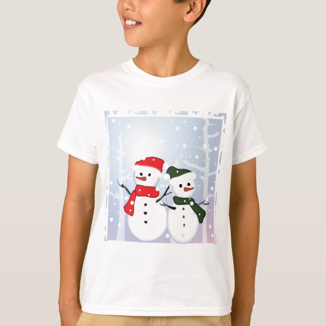 T-shirts Winter Wonderland Snowman Nosso Primeiro Natal (Frente)