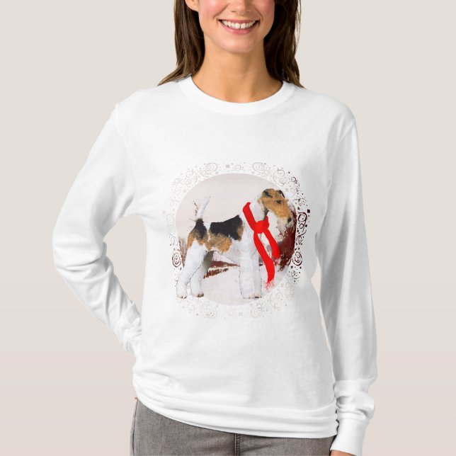 T-shirts Wire Fox Terrier Winter (Frente)