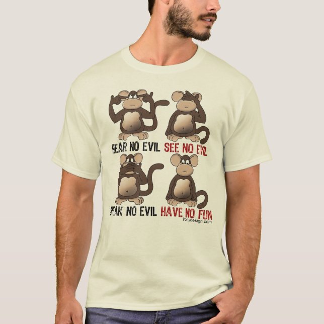 T-shirts Wise Monkeys Humor (Frente)