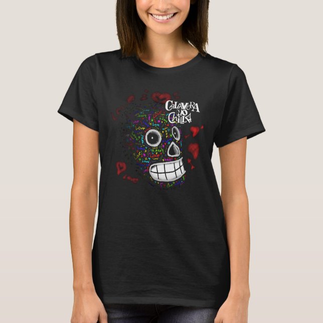 T-shirts with Love skull drawings (Frente)
