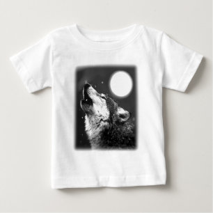 T-shirts Wolf Howling na Lua