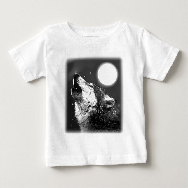 T-shirts Wolf Howling na Lua (Frente)