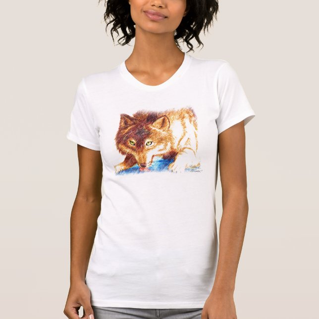 T-shirts wolf_licking_ice_2_by_driftingsoul181 (Frente)