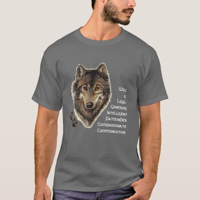 T-shirts Wolf Totem, guia animal - Símbolo inspiracional (Frente)