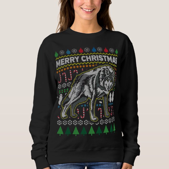 T-shirts Wolf Ugly Christmas Sweater (Frente)