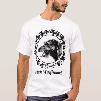 T-shirts Wolfhound irlandês com roupa dos trevos