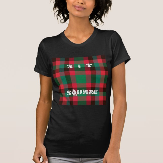 T-shirts Xadrez de Tartan com Controlo Real Escocês com Tex (Frente)