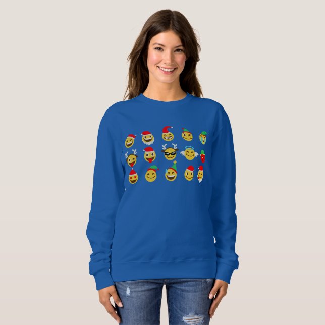 T-shirts xmas emoji faces felizes mulheres blusas (Frente Completa)