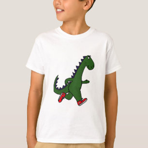 T-shirts XX- dinossauro engraçado da corrida com sapatilha
